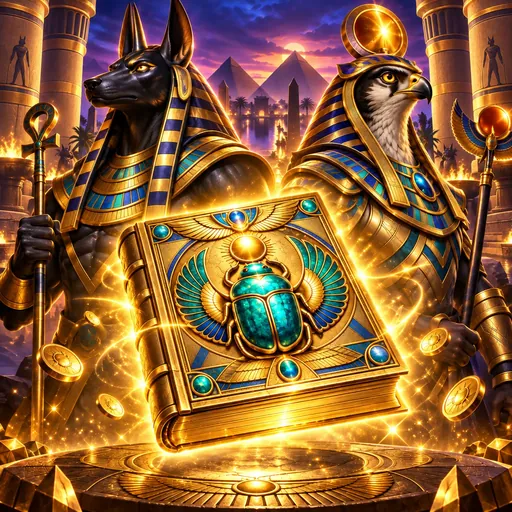 Book of Gods cover art with an ancient Egyptian book motif