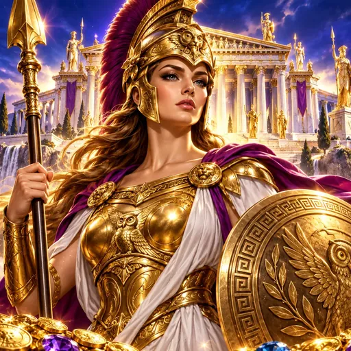 Almighty Athena Empire cover art with Greek mythology and card symbols