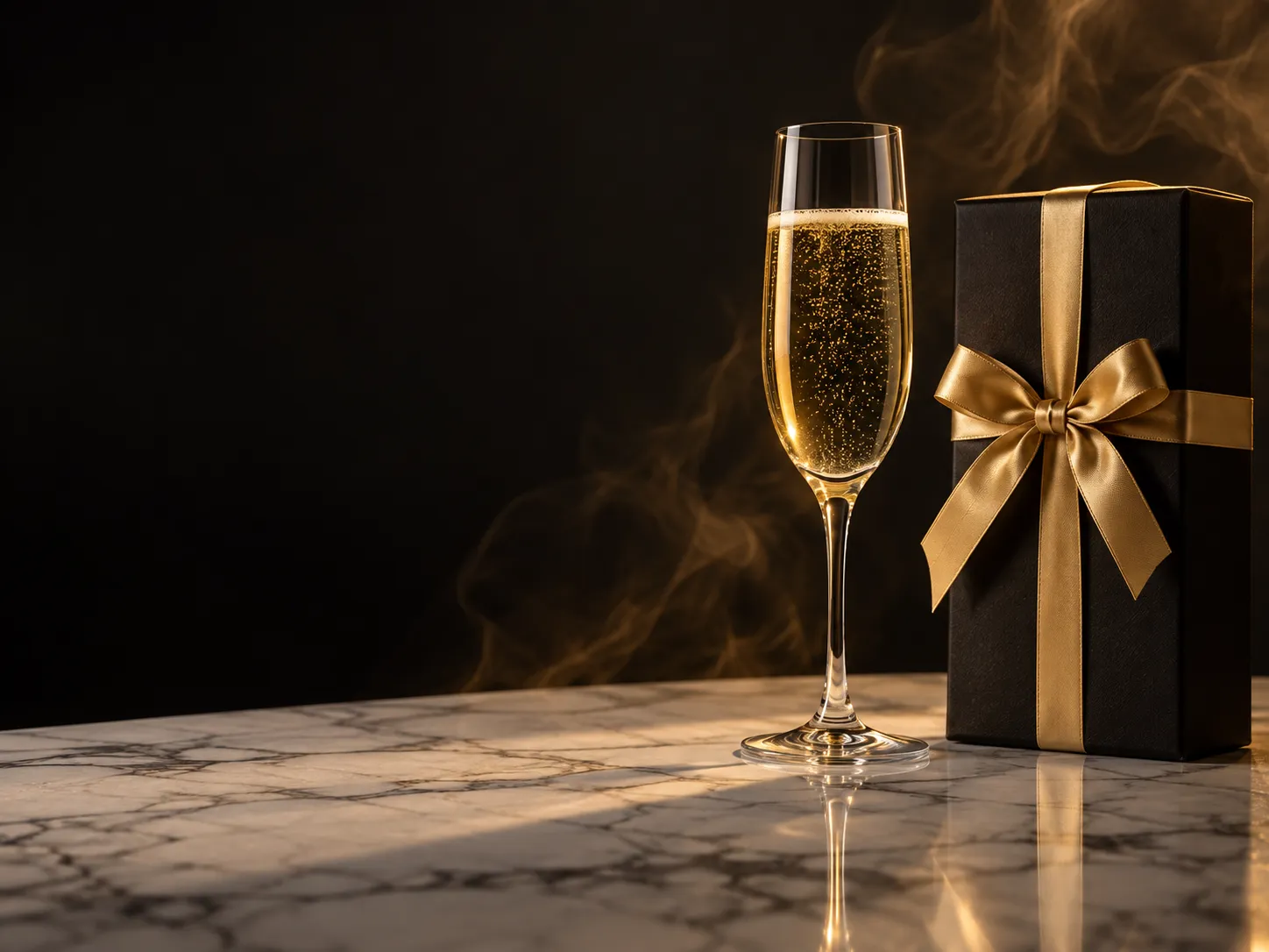 Champagne glasses catching warm light, styled for the Here2Win Casino bonus offer